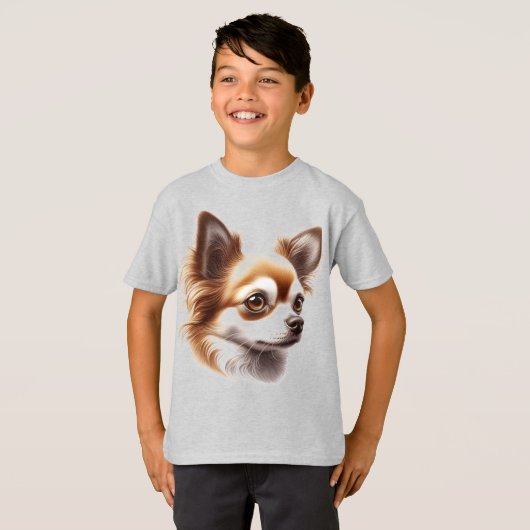 Schattige Lang Haar Chihuahua Puppy Mok T-shirt (Voorkant volledig)