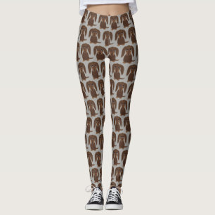 Schattige langharig chocoladebruin teckelpatroon leggings