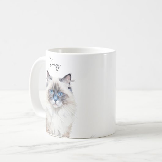 Schattige lap pop cat aangepaste beste mam / pap koffiemok (Voorkant links)