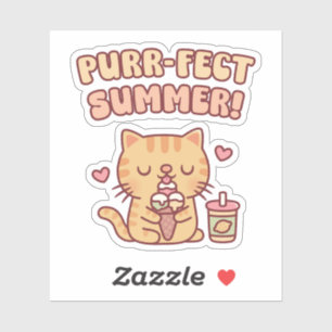 Schattige Lapjeskat Houdt van Ijsjes Eten Sticker