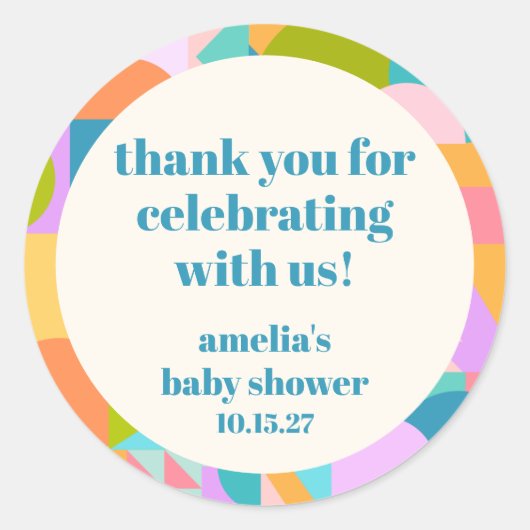 Schattige Lavendel Blauw Baby shower Custom Dank u Ronde Sticker (Voorkant)