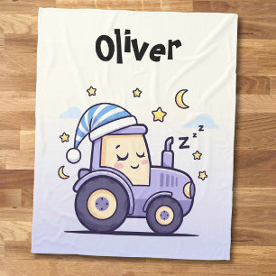Schattige Lavendel Slaap Tractor Fleece Deken