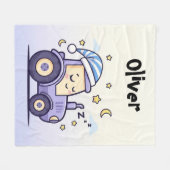 Schattige Lavendel Slaap Tractor  Fleece Deken (Voorkant (Horizontaal))