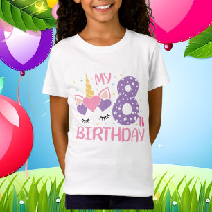 schattige leeftijd acht eenhoorn Birthday T-Shirt