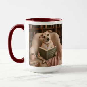 Schattige lees hond watercolor bibliotheek illustr mok