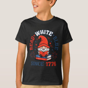 Schattige lees witte blauwe 4 juli patriottische G T-shirt