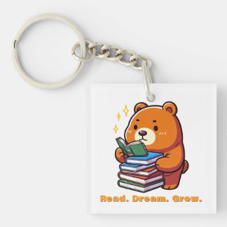 Schattige leesbeer met boeken Kawaii Sleutelhanger