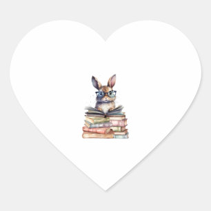Schattige leeskonijn met bril Boeken Boekenwurm Re Hart Sticker