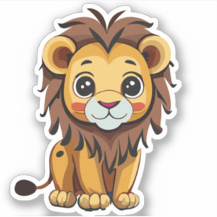 Schattige Leeuw Cartoon Karakter Sticker