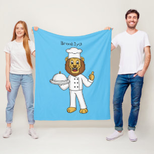 Schattige leeuw chef cartoon illustratie fleece deken