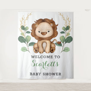 Schattige Leeuw Jungle King Groene Baby Shower Wel Wandkleed