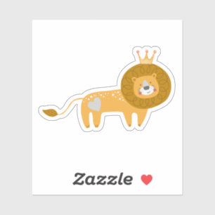 Schattige leeuw met kroon- en hartlaptop sticker
