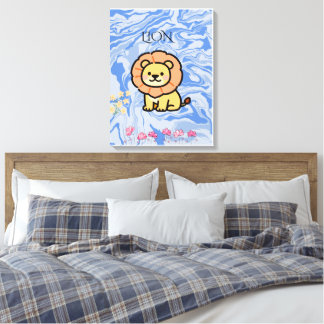 Schattige Leeuw Muur Kunst | Safari Kinderkamer De Canvas Afdruk