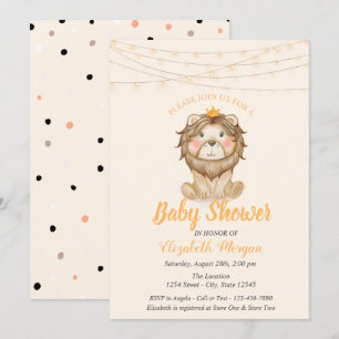 Schattige Leeuw, Slingerlichtjes, Stippen Baby Sho Kaart