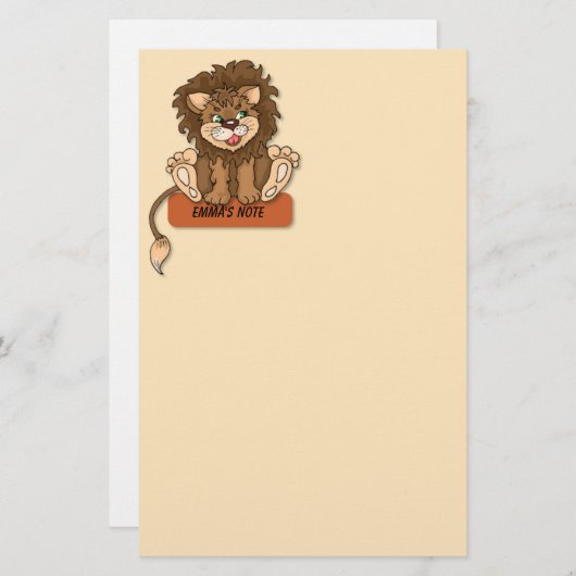 Schattige leeuwenkantoorbenodigdheden briefpapier (Voorkant / Achterkant)