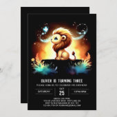 Schattige leeuwenverjaardag kaart (Voorkant / Achterkant)