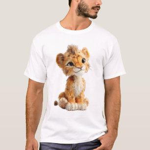 Schattige Leeuwenwelp Gouden Manen Zachte Mannen T-shirt