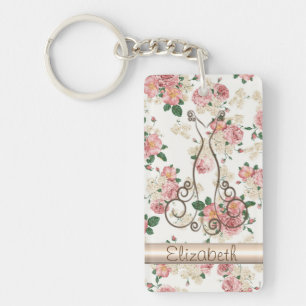 Schattige legante dress, Floral Pattern-Personaliz Sleutelhanger