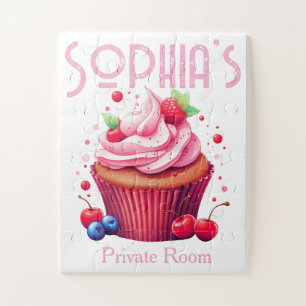Schattige Lekkere Roze Aardbei Cupcake Puzzels 
