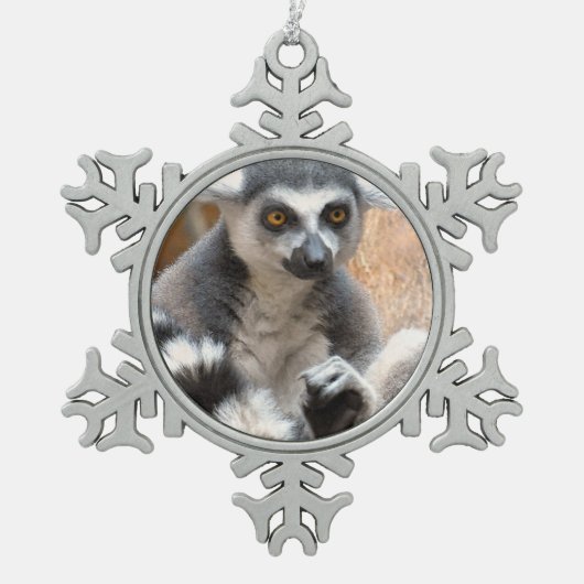 Schattige Lemur Tin Sneeuwvlok Ornament (Voorkant)