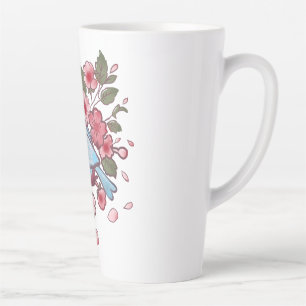 Schattige Lente Blauwe Vogel & Kersenbloesem Water Latte Mok