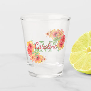 Schattige lente bloemige waterverf op maat shot glas