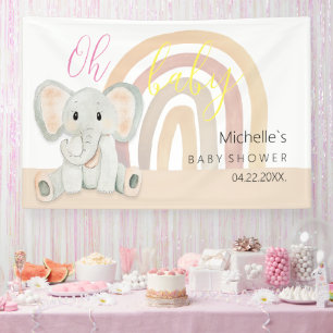 Schattige Lente Olifant Watercolor Illustratie Spandoek