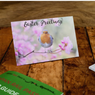 Schattige lente roodborstje vogels Pasen groeten b Briefkaart
