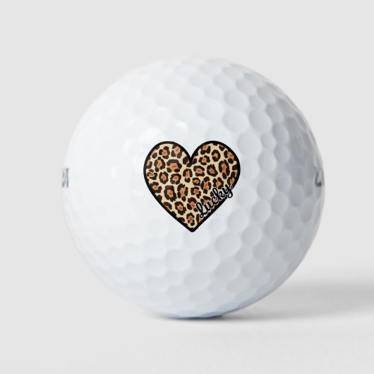 Schattige Leopard Heart Valentijnsdag cadeau Golfballen (Voorkant)