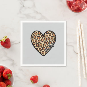 Schattige Leopard Heart Valentijnsdag cadeau Servet