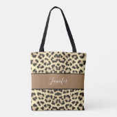 Schattige Leopard Print Script gepersonaliseerd Draagtas (Achterkant)