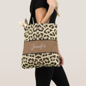 Schattige Leopard Print Script gepersonaliseerd Draagtas (Dichtbij)