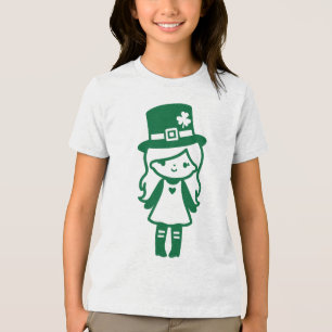Schattige Leprechaun Meisje St. Patrick's Day Tri-Blend Shirt
