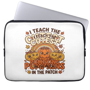 Schattige leraar pompoen herfst klaslokaal vector  laptop sleeve