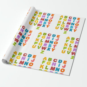 Schattige Letters Grappig Leren Alfabet Regenboog  Cadeaupapier