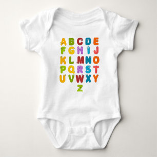 Schattige Letters Grappig Leren Alfabet Regenboog Romper