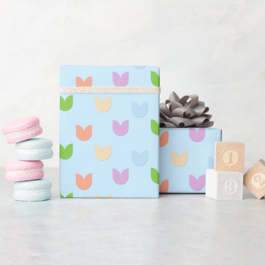 Schattige & Leuk Elegant Pastel Tulpenbloemen, Bab Cadeaupapier (Baby Shower)