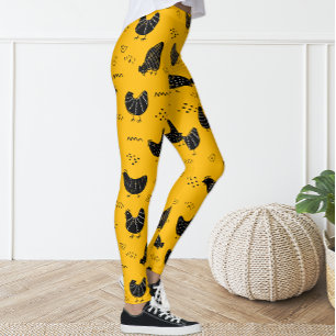Schattige Leuk Geel Zwart Kip Leggings