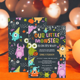 Schattige leuk Halloween kleine monster baby showe Kaart