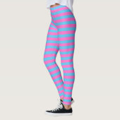 Schattige Leuk Kleurrijk Roze en Blauw Gestreept Leggings (Links)