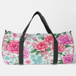 Schattige Leuk Meisje Bloemenpatroon Duffeltas Plunjezak