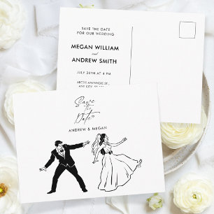 Schattige leuk minimalistisch bruidspaar briefkaart