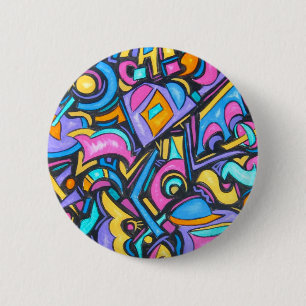 Schattige Leuke Funky Kleurrijke Krachtige Whimsic Ronde Button 5,7 Cm