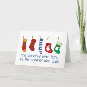 Schattige leuke kleurrijke kerstkousen feestdagen kaart