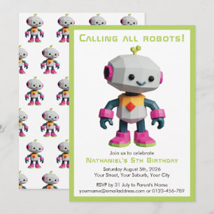 Schattige Leuke Robot Kinderverjaardag Kaart