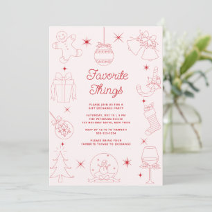 Schattige Leuke Roze Handgetekende Favoriete Dinge Kaart