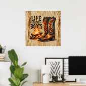 Schattige leven betere laarzen Western Poster (Thuiskantoor)