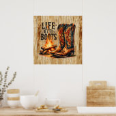 Schattige leven betere laarzen Western Poster (Keuken)