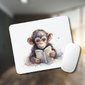 Schattige lezen chimpansee mousepad muismat