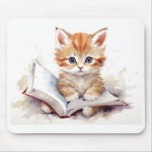 Schattige Lezen Kitten Mousepad Muismat (Voorkant)